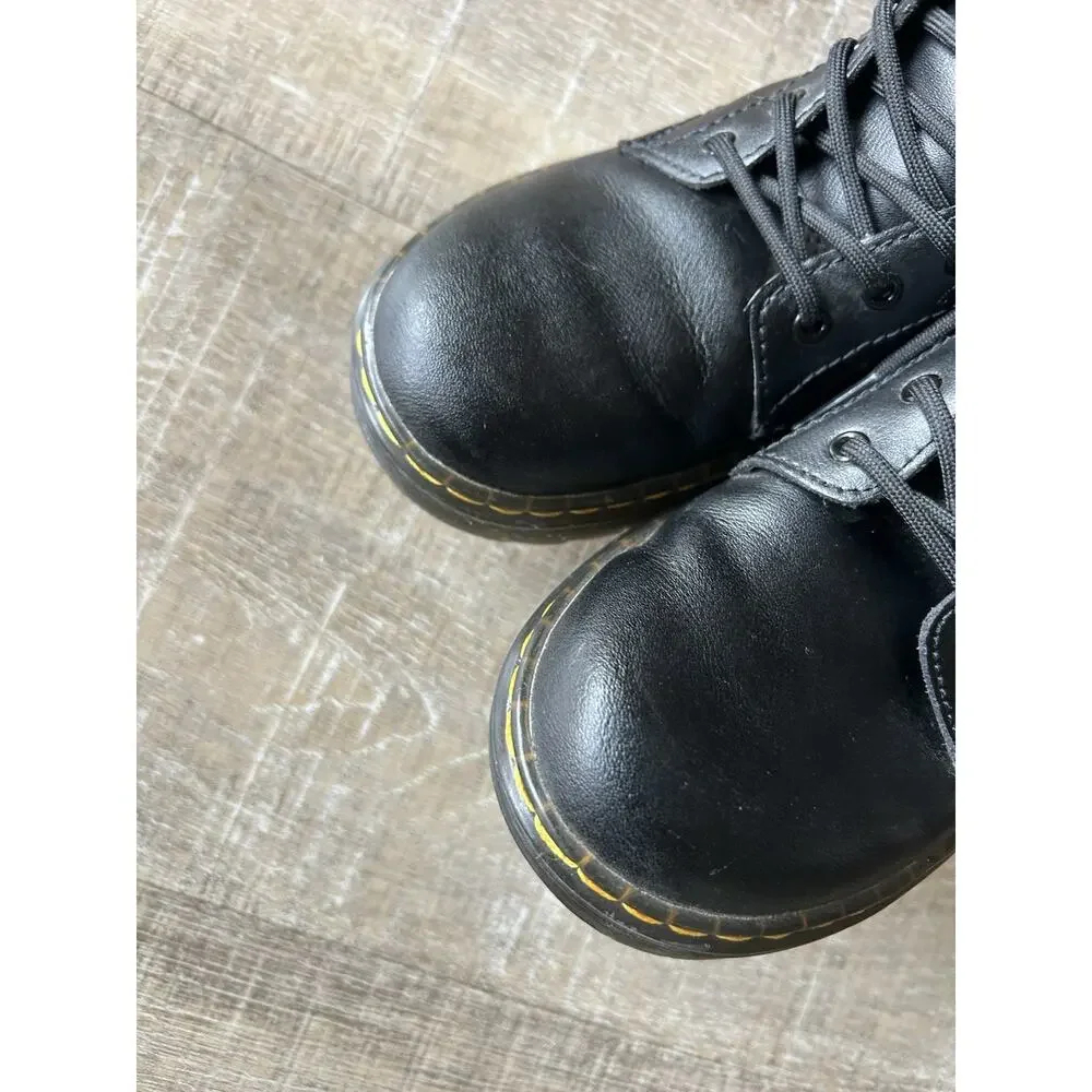 Dr Martens Zavala J Kids Black Leather Combat Boots US 3 EU 34 Side Zip